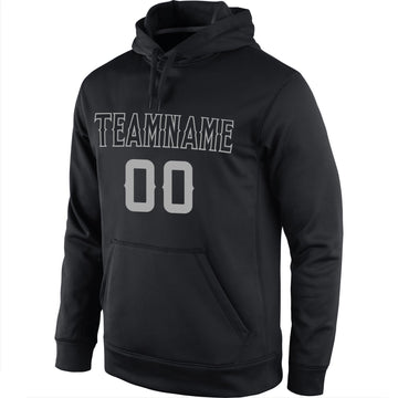Uksn Individuelles Bestickt Schwarz Schwarz-Grau Sport Pullover Sweatshirt Hoodie