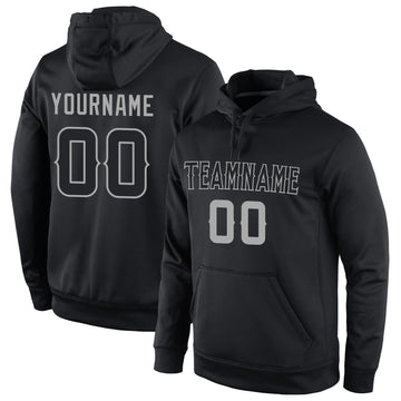 Uksn Individuelles Bestickt Schwarz Schwarz-Grau Sport Pullover Sweatshirt Hoodie