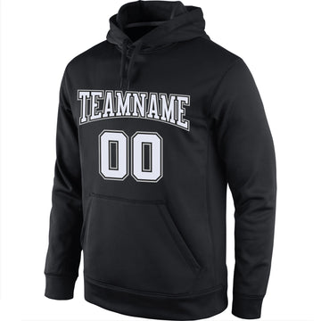 Uksn Individuelles Bestickt Schwarz Weiß-Grau Sport Pullover Sweatshirt Hoodie