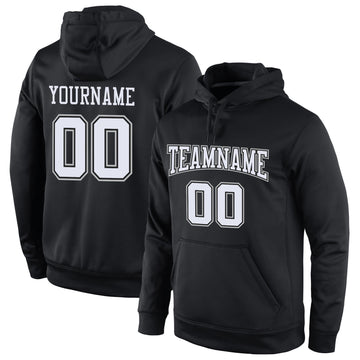 Uksn Individuelles Bestickt Schwarz Weiß-Grau Sport Pullover Sweatshirt Hoodie