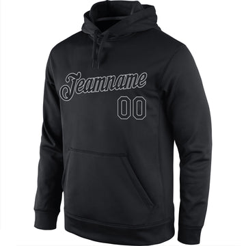Uksn Individuelles Bestickt Schwarz Schwarz-Grau Sport Pullover Sweatshirt Hoodie