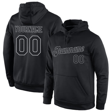 Uksn Individuelles Bestickt Schwarz Schwarz-Grau Sport Pullover Sweatshirt Hoodie
