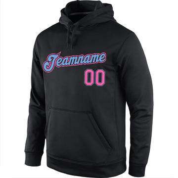 Uksn Individuelles Bestickt Schwarz Pink-Hellblau Sport Pullover Sweatshirt Hoodie