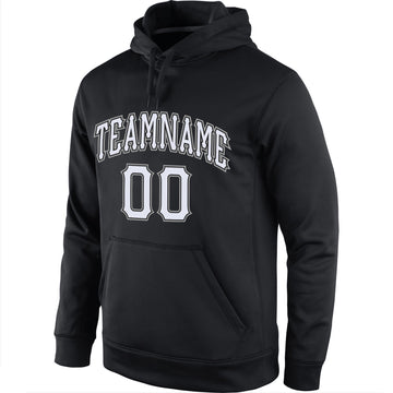 Uksn Individuelles Bestickt Schwarz Weiß-Grau Sport Pullover Sweatshirt Hoodie