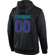 Laden Sie das Bild in den Galerie-Viewer, Uksn Individuelles Bestickt Schwarz Violett-Petrol Sport Pullover Sweatshirt Hoodie
