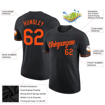 Uksn Individuelles Schwarz Orange Funktions-T-Shirt