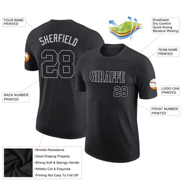 Uksn Individuelles Schwarz Schwarz-Grau Funktions-T-Shirt