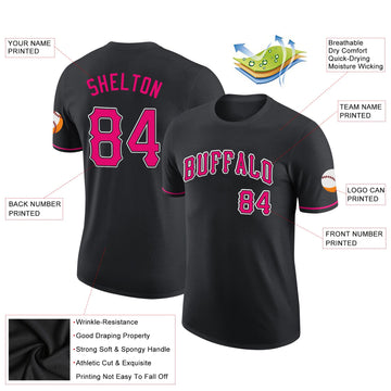 Uksn Individuelles Schwarz Pink-Weiß Funktions-T-Shirt