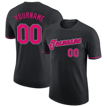 Uksn Individuelles Schwarz Pink-Weiß Funktions-T-Shirt