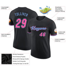 Laden Sie das Bild in den Galerie-Viewer, Uksn Individuelles Schwarz Pink-Hellblau Funktions-T-Shirt

