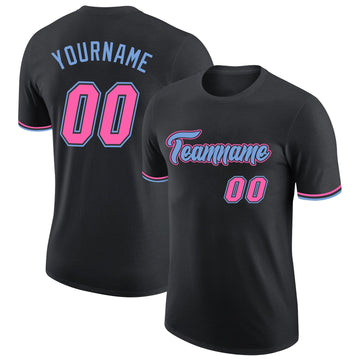 Uksn Individuelles Schwarz Pink-Hellblau Funktions-T-Shirt