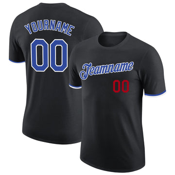 Uksn Individuelles Schwarz Royalblau-Weiß Funktions-T-Shirt