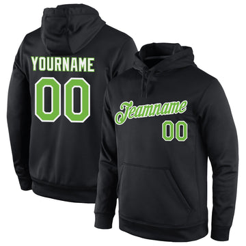 Uksn Individuelles Bestickt Schwarz Neongrün-Weiß Sport Pullover Sweatshirt Hoodie