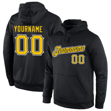 Uksn Individuelles Bestickt Schwarz Gold-Weiß Sport Pullover Sweatshirt Hoodie