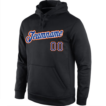 Uksn Individuelles Bestickt Schwarz Royalblau-Orange Sport Pullover Sweatshirt Hoodie
