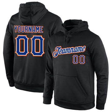 Uksn Individuelles Bestickt Schwarz Royalblau-Orange Sport Pullover Sweatshirt Hoodie