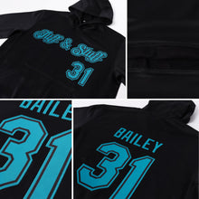 Laden Sie das Bild in den Galerie-Viewer, Uksn Individuelles Bestickt Schwarz Aqua Sport Pullover Sweatshirt Hoodie
