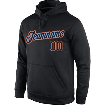 Uksn Individuelles Bestickt Schwarz Schwarz-Orange Sport Pullover Sweatshirt Hoodie