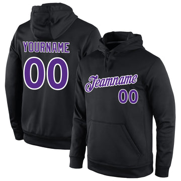 Uksn Individuelles Bestickt Schwarz Violett-Weiß Sport Pullover Sweatshirt Hoodie
