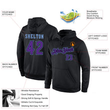 Laden Sie das Bild in den Galerie-Viewer, Uksn Individuelles Bestickt Schwarz Violett-Hellblau Sport Pullover Sweatshirt Hoodie
