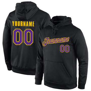 Uksn Individuelles Bestickt Schwarz Violett-Gold Sport Pullover Sweatshirt Hoodie