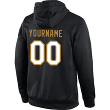 Laden Sie das Bild in den Galerie-Viewer, Uksn Individuelles Bestickt Schwarz Weiß-Altgold Sport Pullover Sweatshirt Hoodie
