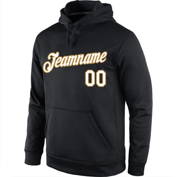 Uksn Individuelles Bestickt Schwarz Weiß-Altgold Sport Pullover Sweatshirt Hoodie