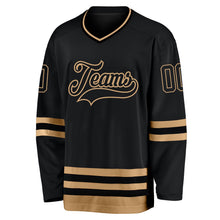 Laden Sie das Bild in den Galerie-Viewer, Uksn Individuelles Schwarz Schwarz-Altgold Eishockey-Trikot
