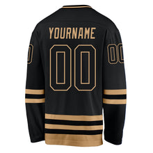 Laden Sie das Bild in den Galerie-Viewer, Uksn Individuelles Schwarz Schwarz-Altgold Eishockey-Trikot

