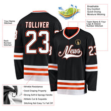 Laden Sie das Bild in den Galerie-Viewer, Uksn Individuelles Schwarz Weiß-Orange Eishockey-Trikot
