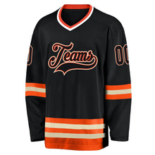 Laden Sie das Bild in den Galerie-Viewer, Uksn Individuelles Schwarz Schwarz-Orange Eishockey-Trikot
