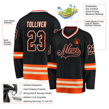 Laden Sie das Bild in den Galerie-Viewer, Uksn Individuelles Schwarz Schwarz-Orange Eishockey-Trikot
