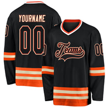 Laden Sie das Bild in den Galerie-Viewer, Uksn Individuelles Schwarz Schwarz-Orange Eishockey-Trikot
