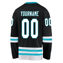 Laden Sie das Bild in den Galerie-Viewer, Uksn Individuelles Schwarz Weiß-Petrol Eishockey-Trikot
