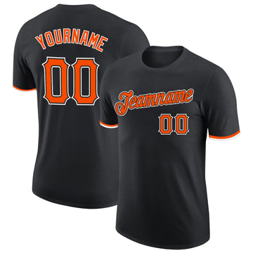 Uksn Individuelles Schwarz Orange-Weiß Funktions-T-Shirt