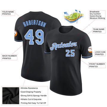 Uksn Individuelles Schwarz Hellblau-Weiß Funktions-T-Shirt