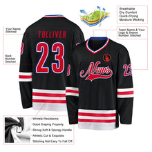 Laden Sie das Bild in den Galerie-Viewer, Uksn Individuelles Schwarz Rot-Weiß Eishockey-Trikot

