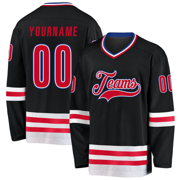 Uksn Individuelles Schwarz Rot-Weiß Eishockey-Trikot