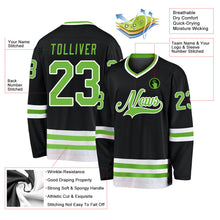 Laden Sie das Bild in den Galerie-Viewer, Uksn Individuelles Schwarz Neongrün-Weiß Eishockey-Trikot

