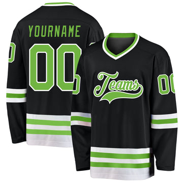 Uksn Individuelles Schwarz Neongrün-Weiß Eishockey-Trikot