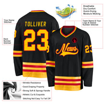 Laden Sie das Bild in den Galerie-Viewer, Uksn Individuelles Schwarz Gold-Rot Eishockey-Trikot
