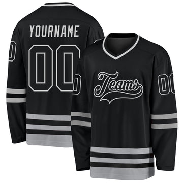 Uksn Individuelles Schwarz Schwarz-Grau Eishockey-Trikot
