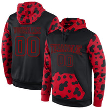 Laden Sie das Bild in den Galerie-Viewer, Uksn Individuelles Bestickt Schwarz Schwarz-Rot Sport Pullover Sweatshirt Hoodie
