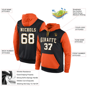 Uksn Individuelles Bestickt Schwarz Weiß-Orange Sport Pullover Sweatshirt Hoodie