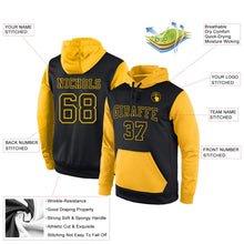 Laden Sie das Bild in den Galerie-Viewer, Uksn Individuelles Bestickt Schwarz Schwarz-Gold Sport Pullover Sweatshirt Hoodie
