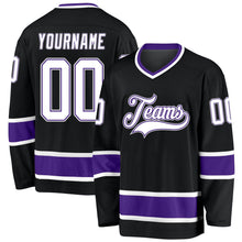 Laden Sie das Bild in den Galerie-Viewer, Uksn Individuelles Schwarz Weiß-Violett Eishockey-Trikot
