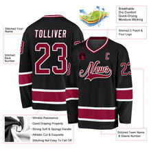 Laden Sie das Bild in den Galerie-Viewer, Uksn Individuelles Schwarz Kastanienbraun-Weiß Eishockey-Trikot
