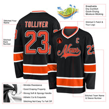 Laden Sie das Bild in den Galerie-Viewer, Uksn Individuelles Schwarz Orange-Weiß Eishockey-Trikot
