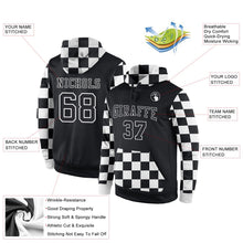 Laden Sie das Bild in den Galerie-Viewer, Uksn Individuelles Bestickt Schwarz Schwarz-Weiß Sport Pullover Sweatshirt Hoodie
