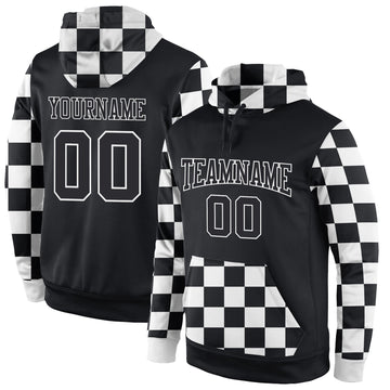 Uksn Individuelles Bestickt Schwarz Schwarz-Weiß Sport Pullover Sweatshirt Hoodie